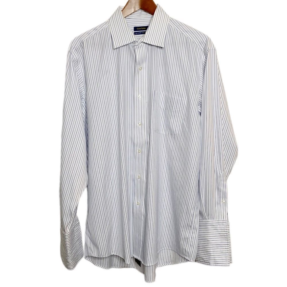 🎄Club Room Dress Shirt White Blue Striped Large